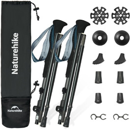Трекінгові палиці Naturehike Ultraleicht - легкі складані палиці для піших прогулянок та трекінгу (115-135 см, алюміній 7075, чорний)
