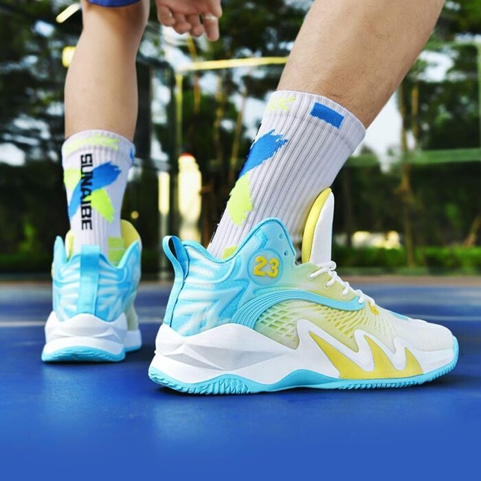 Унісекс баскетбольні черевики з високим верхом для занять спортом, дихаючі, з амортизацією та антиковзким покриттям, для підлітків, для бігу та тренувань (39 EU, Moonlight)