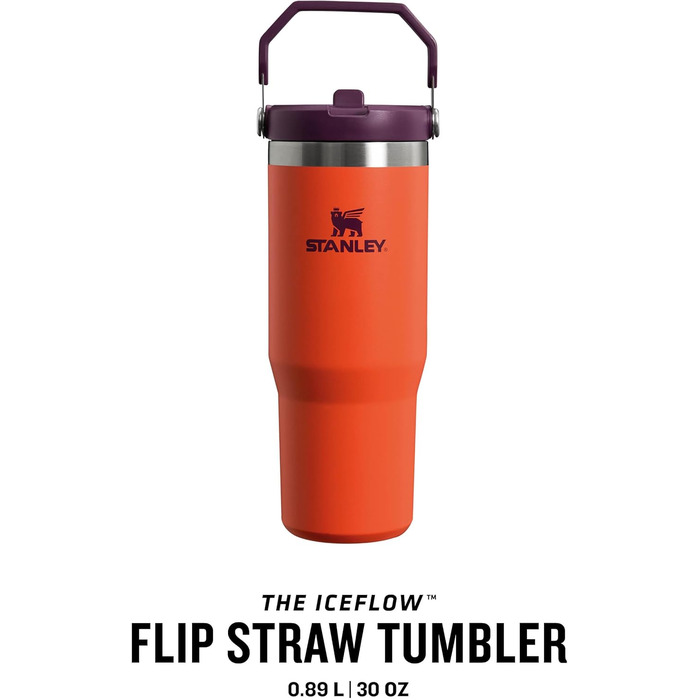 Термокружка Stanley Flip Straw 0,89 л з трубочкою Tigerlily Plum – спортивна термос пляшка для води, зберігає холод 12+ годин, BPA Free, підходить для посудомийки