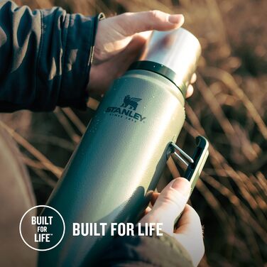 Термос Stanley Classic Legendary 1 л – зберігає тепло/холод до 24 годин, нержавіюча сталь, BPA Free, для напоїв, зелений Hammertone, можна мити в посудомийній машині