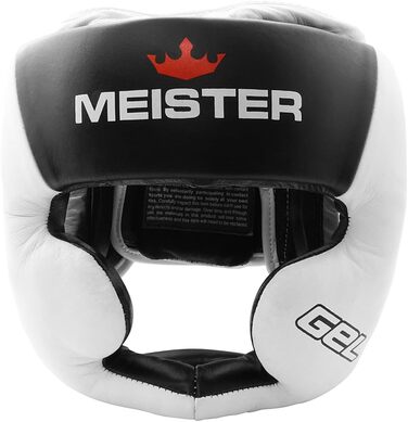 Чоловічий боксерський шолом Meister MMA Gel Fullface для тренувань, біло-чорний, розмір XXL – захист для боксу та муай-тай
