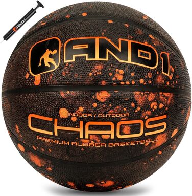 AND1 Chaos Basketball - офіційний розмір 7 (74,9 см), гума, Deep Channel Construction, Streetball, для гри в залі та на вулиці, Meteorit