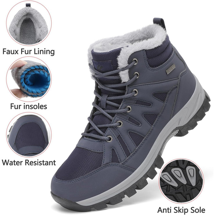 Чоловічі зимові черевики FLARUT: теплий підклад, для хайкінгу, трекінгу, снігоступи, зимові черевики, хайкінг, снігоступи, Outdoor (Синій, 40 EU)