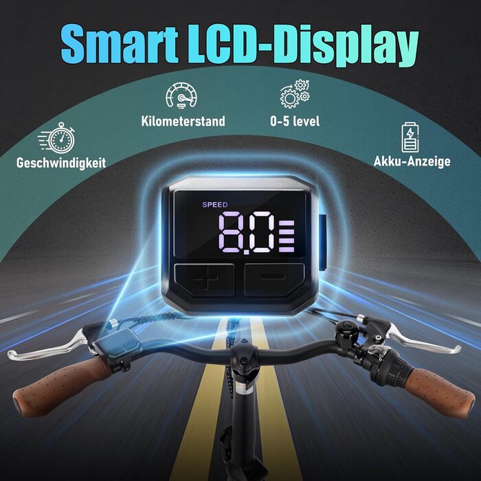 Електровелосипед SPATIAL Klappard 20 дюймів, 250Вт, 36В, 374,4Вт·год, 7 передач, LCD, міський для чоловіків і жінок