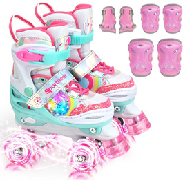 Роликові ковзани Sportneer для дітей з підсвіткою та захистом, розміри 23-26 (XS)