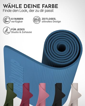 Килимок для йоги NEOLYMP – неслизький, захищає суглоби – 183x61 см – для дому, фітнесу, йоги, пілатесу – з інструкцією (Indigoblau)