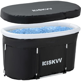 Еліптична ванна для льодяного душу з кришкою, складана ванна KISKVV для дорослих, ізольована ємність для льодяної терапії (115x55x57 см)