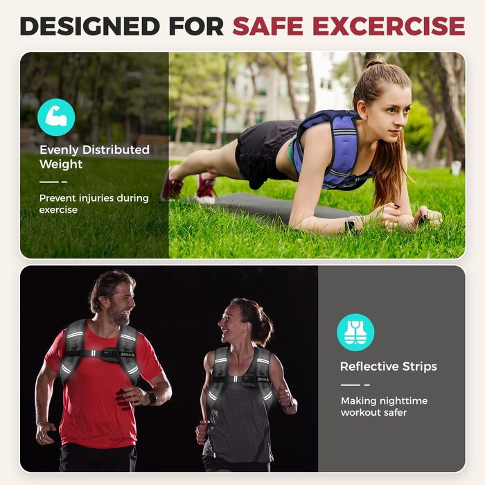 Вага для тренувань BAGAIL, регульований обхват грудей, практична кишеня, заповнена залізяним піском, ідеальна для тренувань у спортзалі, йоги та аеробіки (фіолетовий, 6 кг)