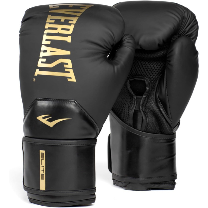 Боксерські рукавички Everlast Elite 2, чорні/золоті, 283,5 г, для тренувань