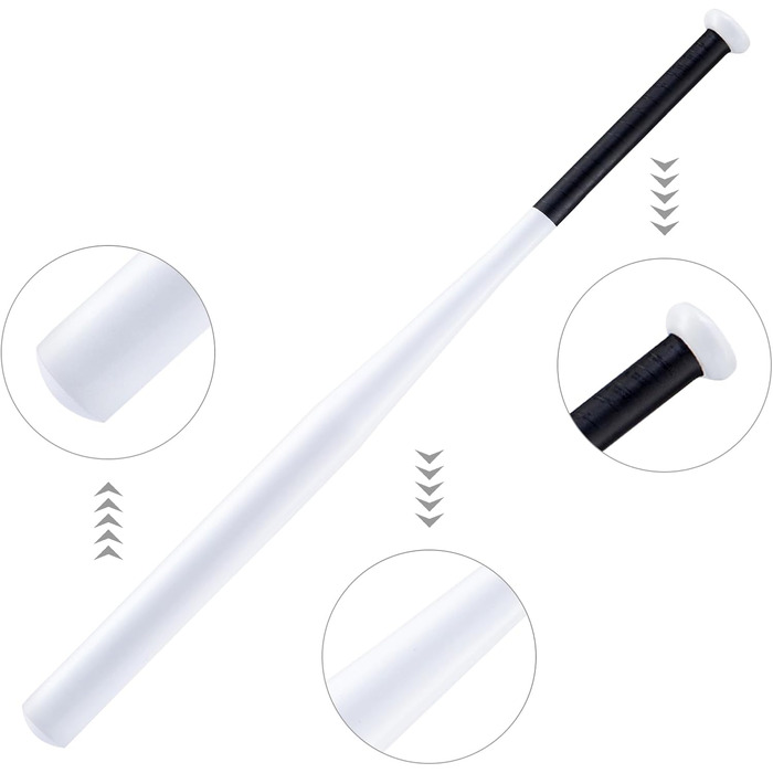 Сталевий бейсбольний бит - 82 см, з неслизькою ручкою для спорту, відпочинку та безпеки, міцний та довговічний для дорослих та підлітків (легована сталь 1030 г, білий)