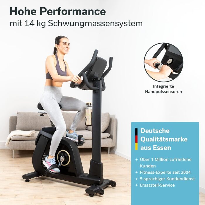 Велотренажер Skandika Liege-Ergometer P14 з сенсорним екраном, Bluetooth, додатками, до 150 кг, для дому
