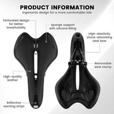 Велосипедне сідло ENJOHOS для чоловіків та жінок: комфортне, водонепроникне, з ключем, MTB, Trekking, Tour, Road, зелене (чорне)