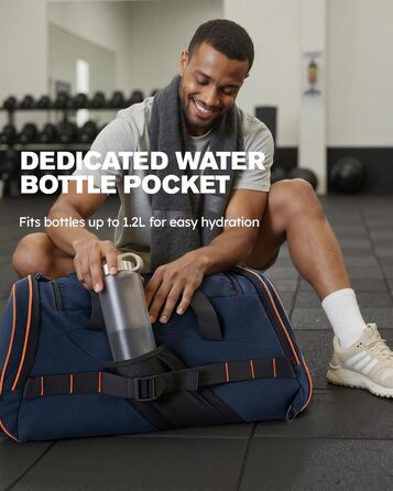 Спортивна сумка Tolaccea 47L з відділенням для взуття та мокрого одягу - рюкзак-дуffel для фітнесу, тренувань, басейну, подорожей (Темно-синій)