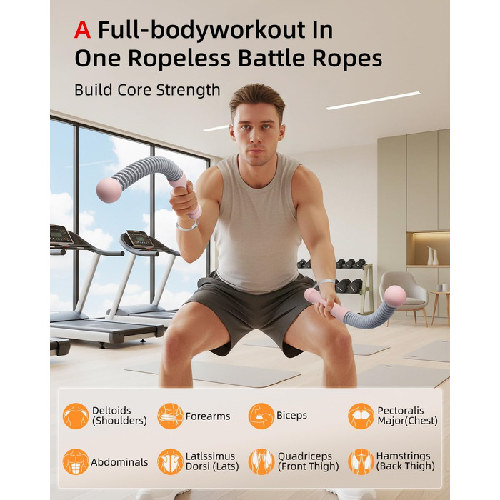 Битва-канат Abahub з утяжеленням, без мотузки, для дому: тиха домашня тренування, екіпірування для фітнесу, HIIT та аеробні вправи, 2 шт., рожевий