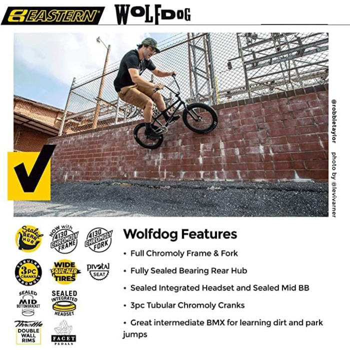 BMX велосипед Eastern Bikes Wolfdog 50,8 см, повністю хромолібденова рама, чорний