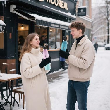 Термопляшка 1000 мл, нержавіюча сталь, без BPA, з соломкою, подвійні стінки, для води та газованих напоїв (темно-зелений & темно-синій)