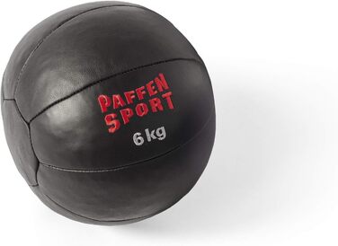 Медбол PAFFEN SPORT Star зі шкіри для силових тренувань, чорний, 6 кг