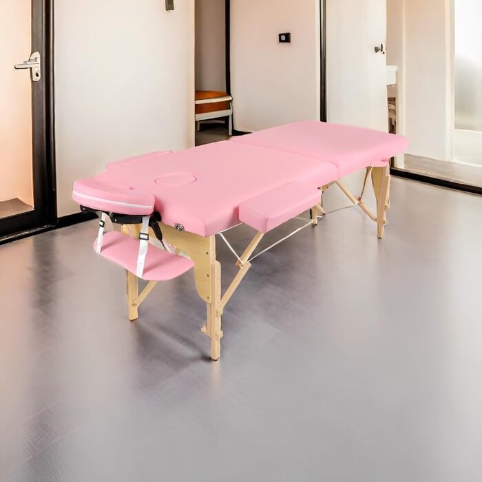 Масажний стіл складаний для косметології: дерев'яний масажний стіл з 2 зонами, мобільне масажне ліжко для фізіотерапії, тату та SPA