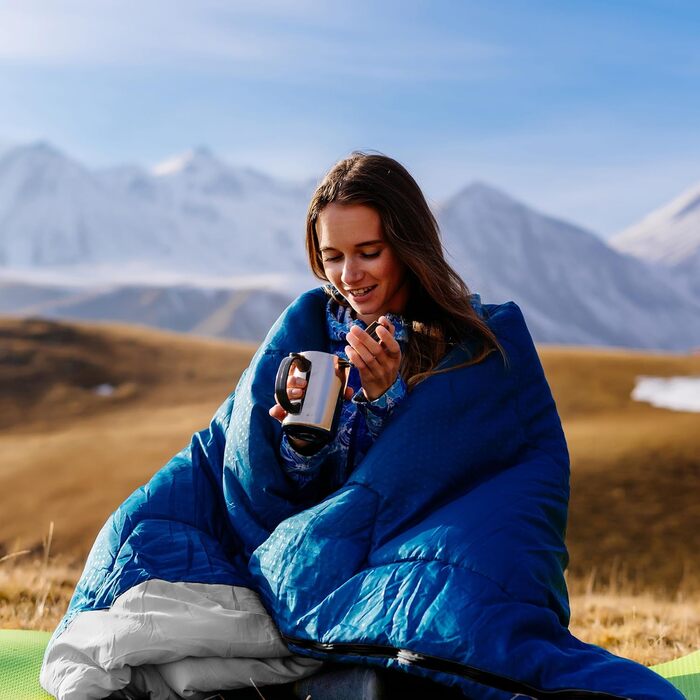 Сплячий мішок Rectoo: водонепроникний, для кемпінгу, походів та подорожей, 200x73 см, блакитний