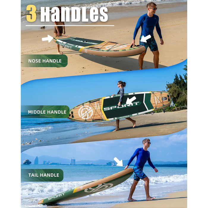 Надувне SUP-борд для дорослих, 204 кг, з сумкою та веслом (Хвойний)