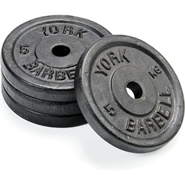 Набір дисків York Fitness 4x5 кг з чавуну для штанги, 1-дюймовий отвір, для силових тренувань та набору м’язової маси