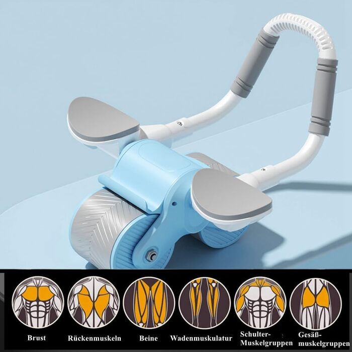 Ролик для пресу з автоматичним відскоком, з підтримкою ліктів, для тренування пресу, блакитний