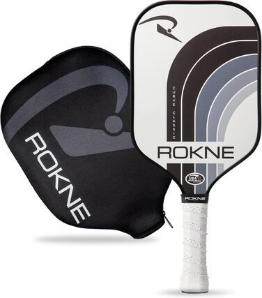 Професійна ракетка для піклболу ROKNE Curve Classic, скловолокно, сертифікована USAPA, ProGrit текстура для максимального обертання та потужності, з чохлом