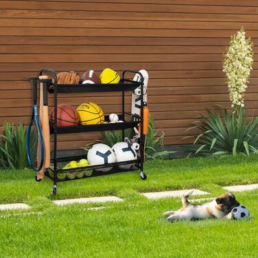 Стійка для зберігання баскетбольних м'ячів STORAGE MANIAC з 3 полицями, тренувальний стенд, органайзер для спортивних м'ячів, для гаража або фітнес-студії