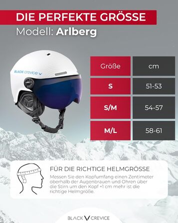 Шолом гірськолижний Black Crevice Arlberg з візором (S, 51-54), карбон білий/синій