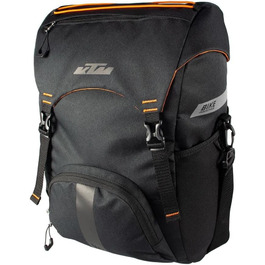 Велосумка на багажник KTM Traveler 16 л, водовідштовхувальна, з плечовим ременем, регульованими кріпленнями, чорна/помаранчева