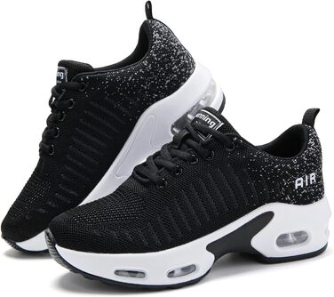 Жіночі кросівки для бігу з підтримкою склепіння стопи, повітряна подушка, комфортні снікерси, чорно-білі, 38.5 EU