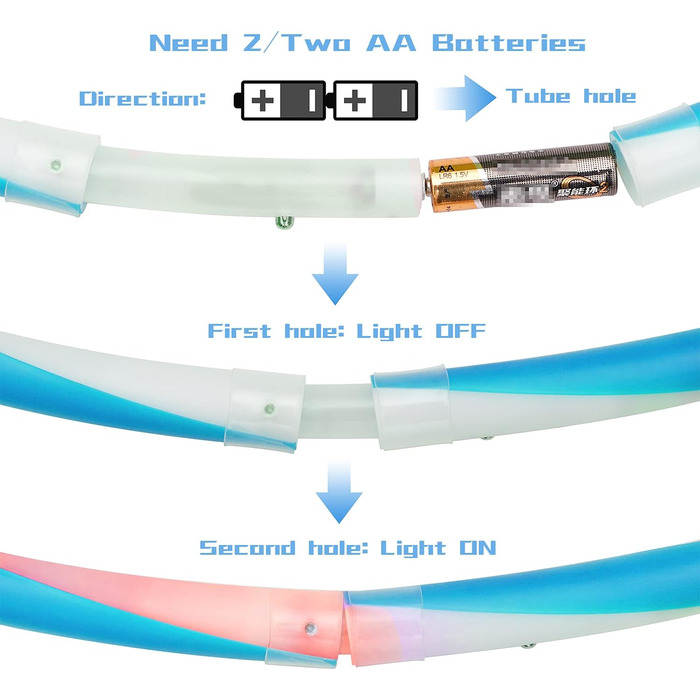 LED Хулахуп для дорослих, 10 кольорів, стробоскоп, фітнес, танці, схуднення, світиться, 60 см, синій