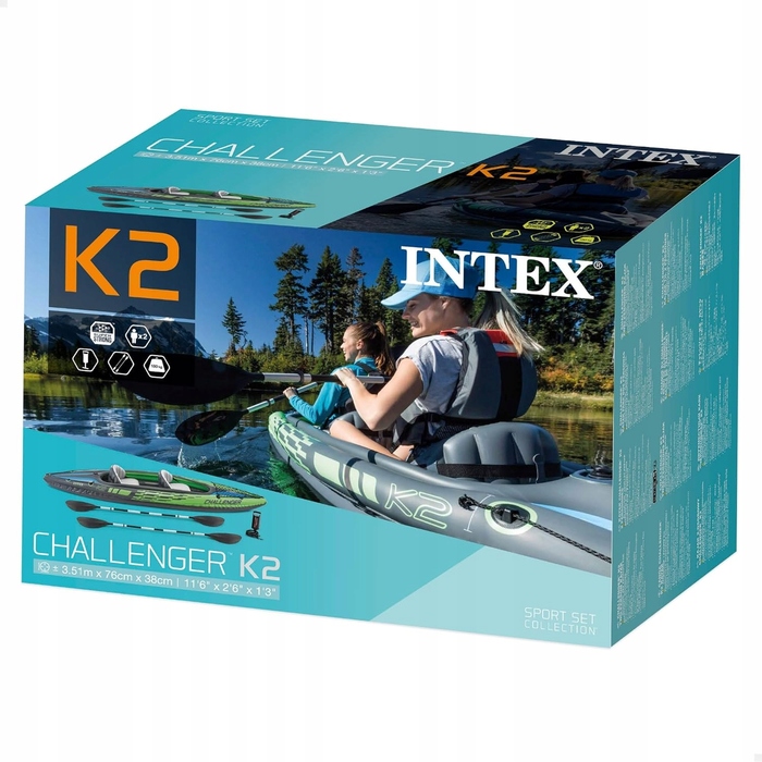 Надувний каяк Intex Challenger K2 (351 см) на 2 особи, з веслами та насосом