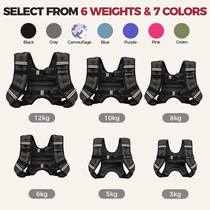 Вага для тренувань BAGAIL, регульований обхват грудей, практична кишеня, наповнена залізяним піском, ідеально підходить для тренувань у спортзалі, йоги та аеробіки (Рожева, 6 кг)