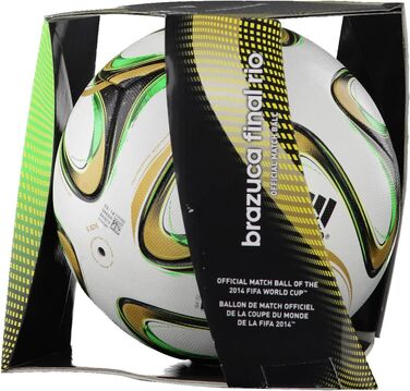 Футбольний м'яч adidas Brazuca Finale Rio 2014, білий/чорний/золотий/зелений, розмір 5
