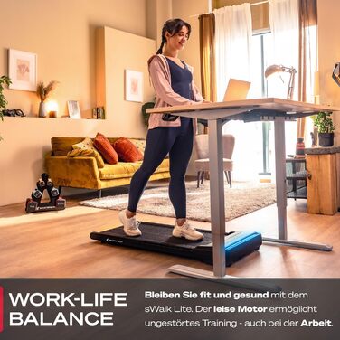 Біговий доріжка Sportstech Walking Pad для дому та офісу, компактний, тихий, з LED-дисплеєм, керування від пульта, сумісний з додатком, sWalk Lite/Lite Plus (чорний)