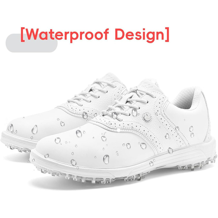 Гольф-взуття чоловіче ULTIANT водонепроникне, без шипів, класичне, зручне, кросівки для гольфу, тренувальне взуття (білий, 47 EU)