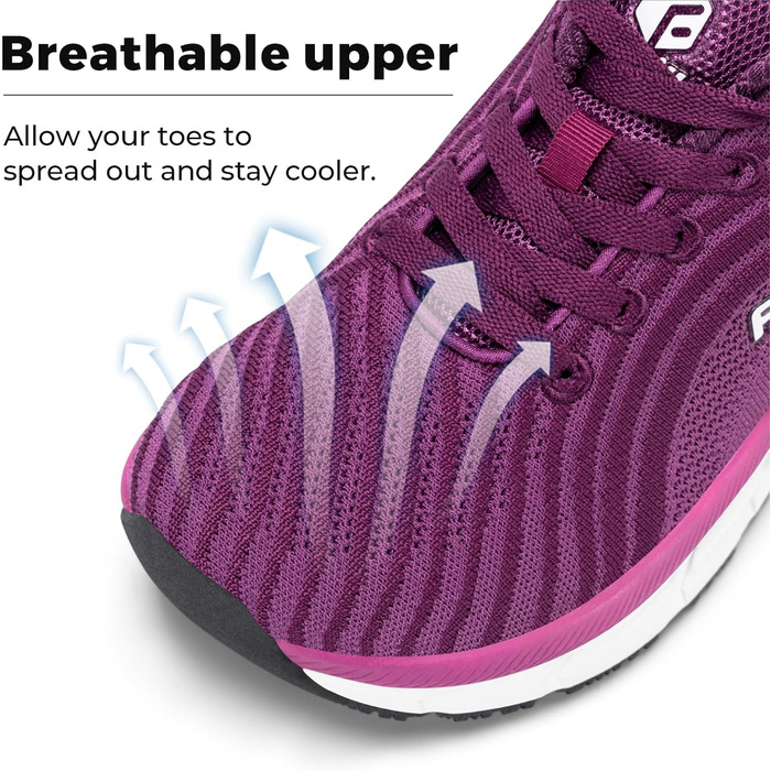 Жіночі кросівки для бігу FitVille з широкою стопою: дихаючі, легкі, зручні для ходьби (41 EU, фіолетовий)
