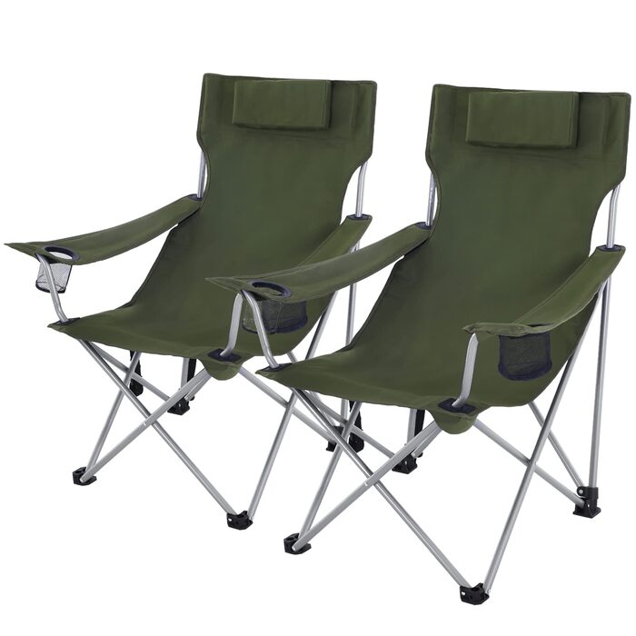 SONGMICS Складний туристичний стілець для кемпінгу з підлокітниками та підголівником, до 50 кг, зелений