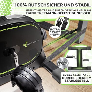 Тренажер для ніг Tretmann Basic Pedaltrainer — міні-велосипед для літніх людей та реабілітації, стійкий та безшумний, чорно-зелений