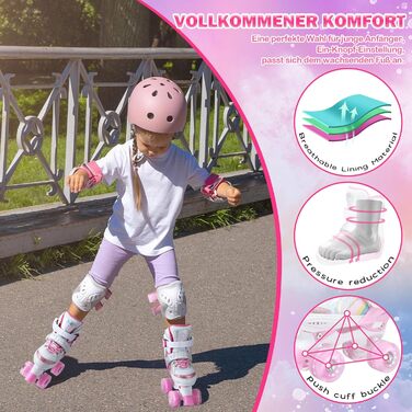 Дитячі ролики Kinder для дівчаток та хлопчиків, регульовані, з підсвічуванням, для початківців, розміри EU 28-36, рожеві