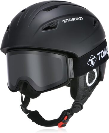 Шолом для лиж та сноуборду TOMSHOO з візором та навушниками, чорний, унісекс, M