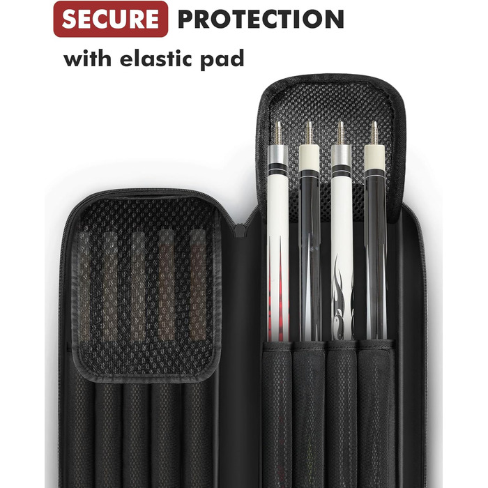 Чохол для більярдної ку́ли, 4x5, для 4 баттів та 5 штиків, м'яко стьобаний, з регульованим плечовим ременем (Червоний/Чорний)