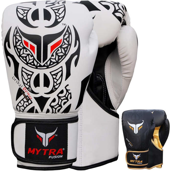 Боксерські рукавички Mytra Fusion 14oz чорні/білі для тренувань, спарингів, ММА, муай-тай, кікбоксингу, чоловічі та жіночі