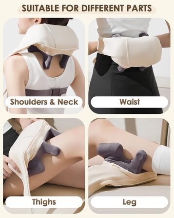 Масажер для шиї Zumghigh з зарядкою Type-C та портативним дизайном, 6D масажер для шиї та плечей для зняття болю, з підігрівом для дому, авто, офісу