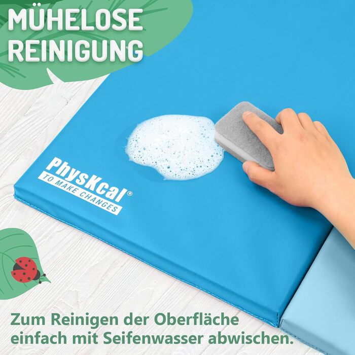 Складаний гімнастичний мат для фітнесу та дітей 195 x 75 x 3 см, м'яка спортивна підкладка для тамблінгу та активних ігор з ручками для перенесення (дизайн: мультфільм)