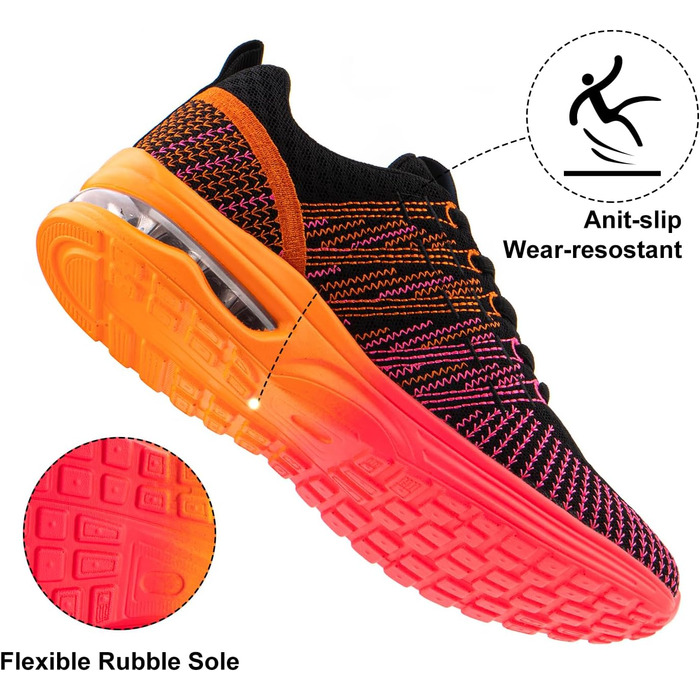 Жіночі кросівки для бігу Hitmars: спортивне взуття з повітряною подушкою, дихаючі, антиковзкі, легкі, для бігу по вулицях, снікерси, для фітнесу, ходьби, розміри EU 36-42 (Помаранчеві, 38 EU)