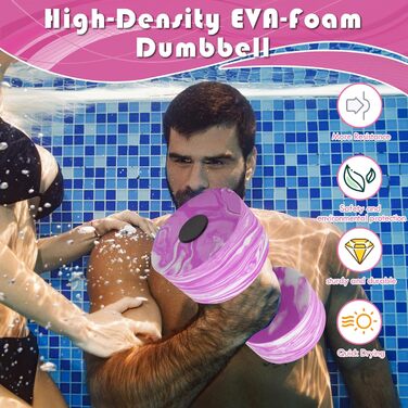 Гантелі для аквафітнесу Jellydog, 2 шт. - EVA, для плавання, фітнесу, водяних вправ, рожеві