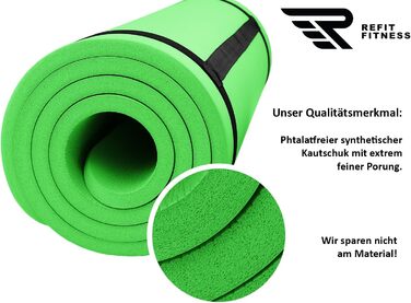 Килимок для йоги та фітнесу Gymnastikmatte Profi 190x60 см, 10 мм, Lime - антиковзкий, NBR, з ременем та сумкою