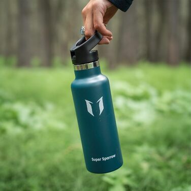 Фляга Super Sparrow з нержавіючої сталі - 350мл/500мл/620мл/750мл/1л - Термос-фляга, без BPA, для дітей, спорту, школи, фітнесу, з 2 кришками (1000 мл, нефрит)